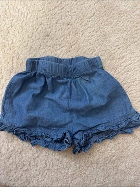 First Impressions Light Blue Elastic Waist Denim Shorts 6-9 months